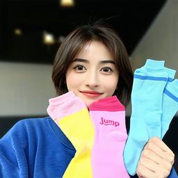 Mei holding jump socks